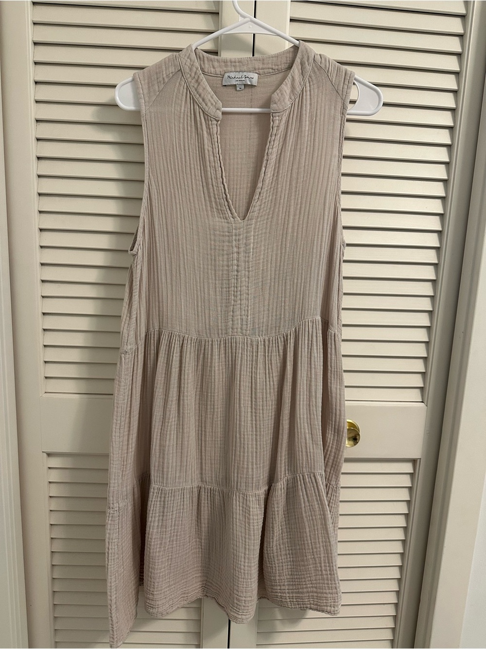 Michael Stars Sleeveless Gauze Dress in Light Taupe